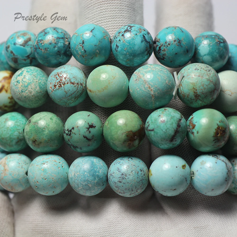 Meihan (1 bracelet/set) rare 11-12mm Nutural Hubei Turquoise untreated ore biriuza beads stone for jewelry making design or DIY | Украшения