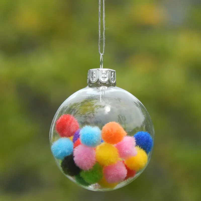 

100pcs/pack Diameter=8cm Small Size Transparent Glass Globe Home Decoration Christmas Day Hanging Pendant Handmade Glassware