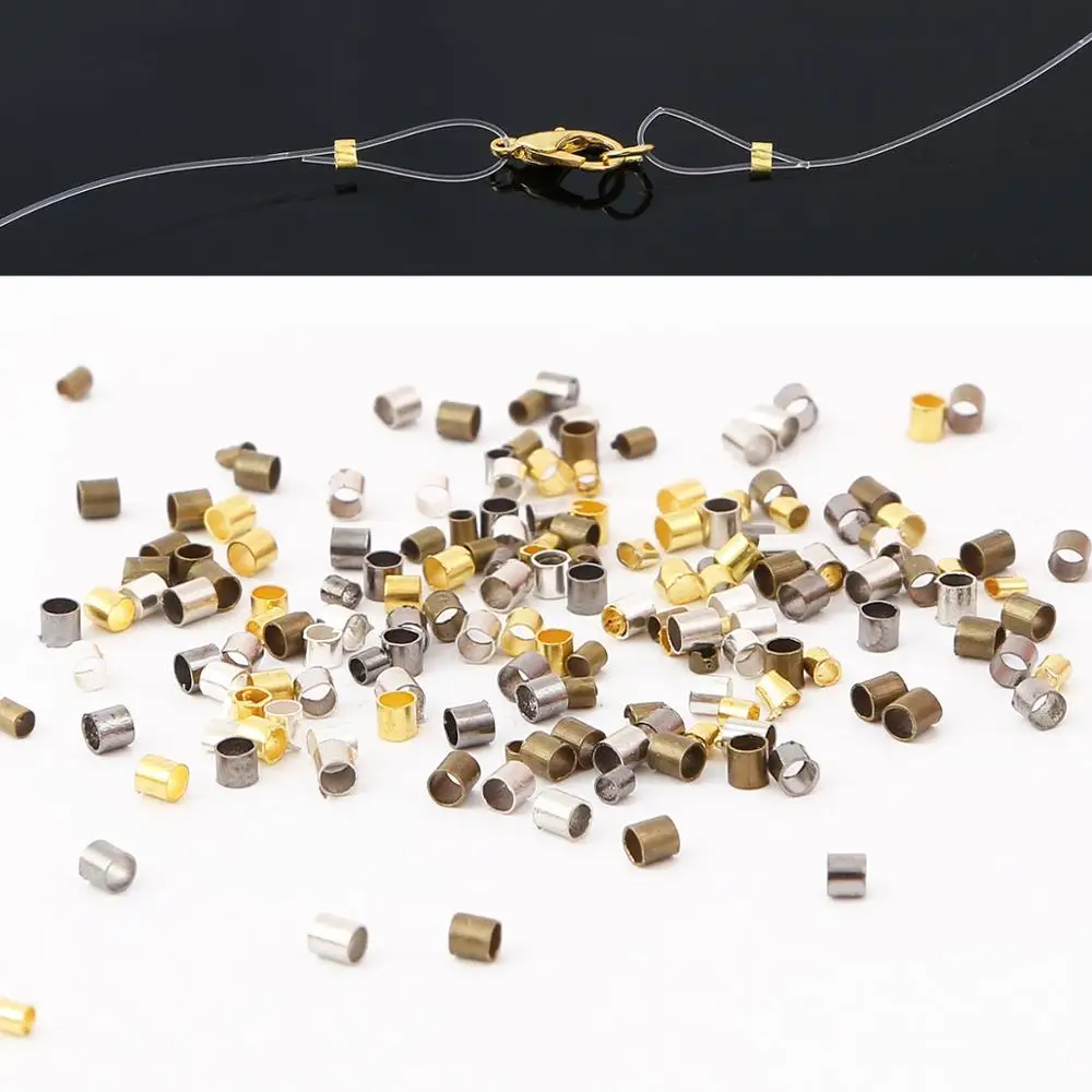 Обжимные концевые бусины для ювелирных изделий золотистые/Серебристые/медные