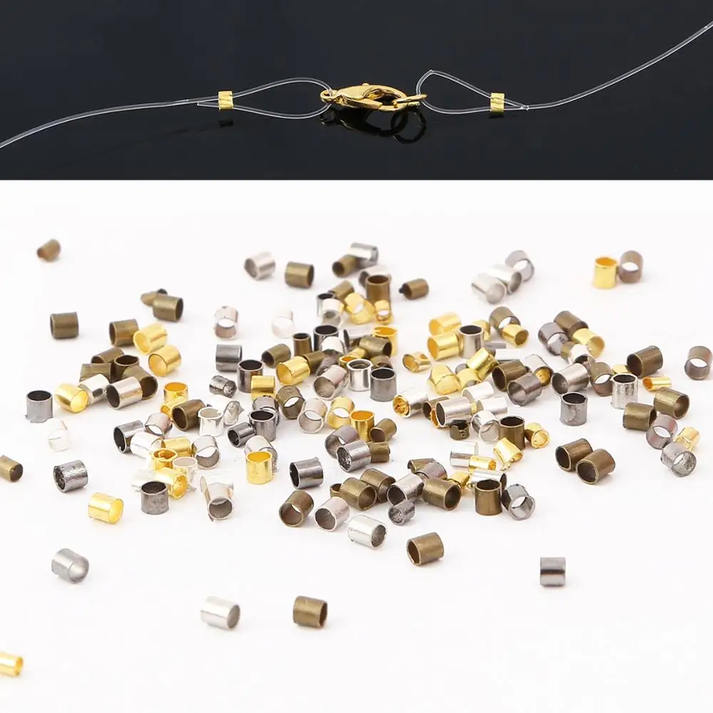 3000pcs Mixte Couleur Laiton Tube Crimp End Beads Cord Ends for jewelry making