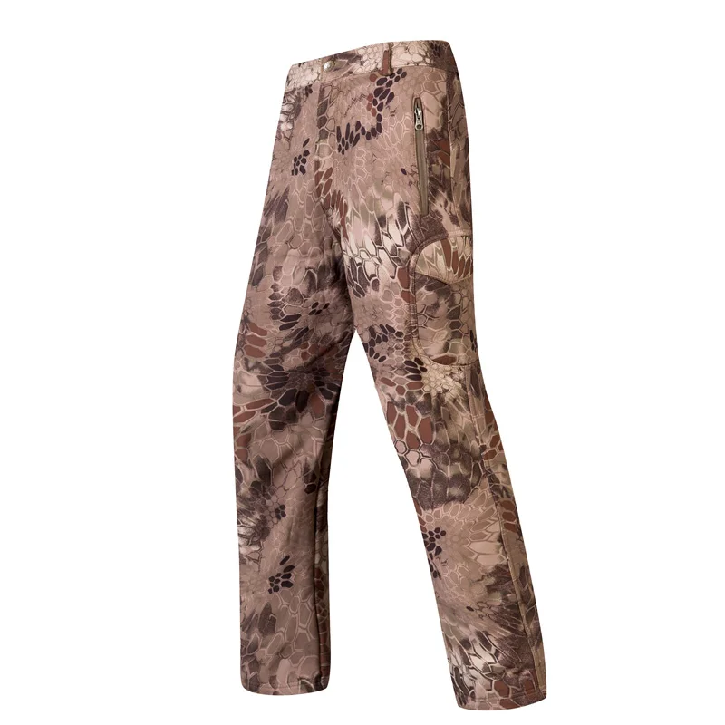 Tactical Camouflage Pants Soft Shell Men Combat Cargo Clothing Waterproof Autumn Winter Warm Military Army Camo Modis Trousers - Цвет: HLD