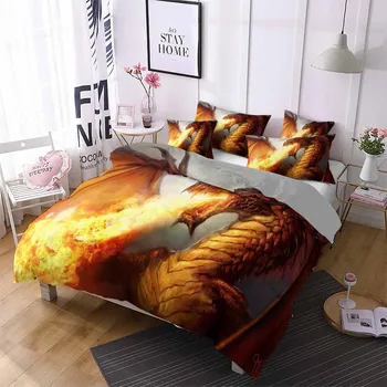 

Dragon Fire Splatter Bedding Sets Microfiber Luxury Quilt Cover Pillowcase Boys Single Double Bedspread Soft Duvet Cover Set