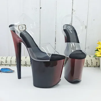 

Leecabe Black with RED style high heel sandals 20cm sexy model shoes pole dancing shoes