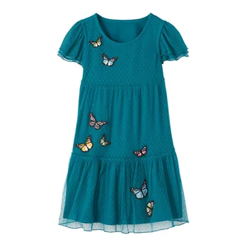 

2020 Spring Baby Girls Short Sleeve butterfly Dress children lace dresses