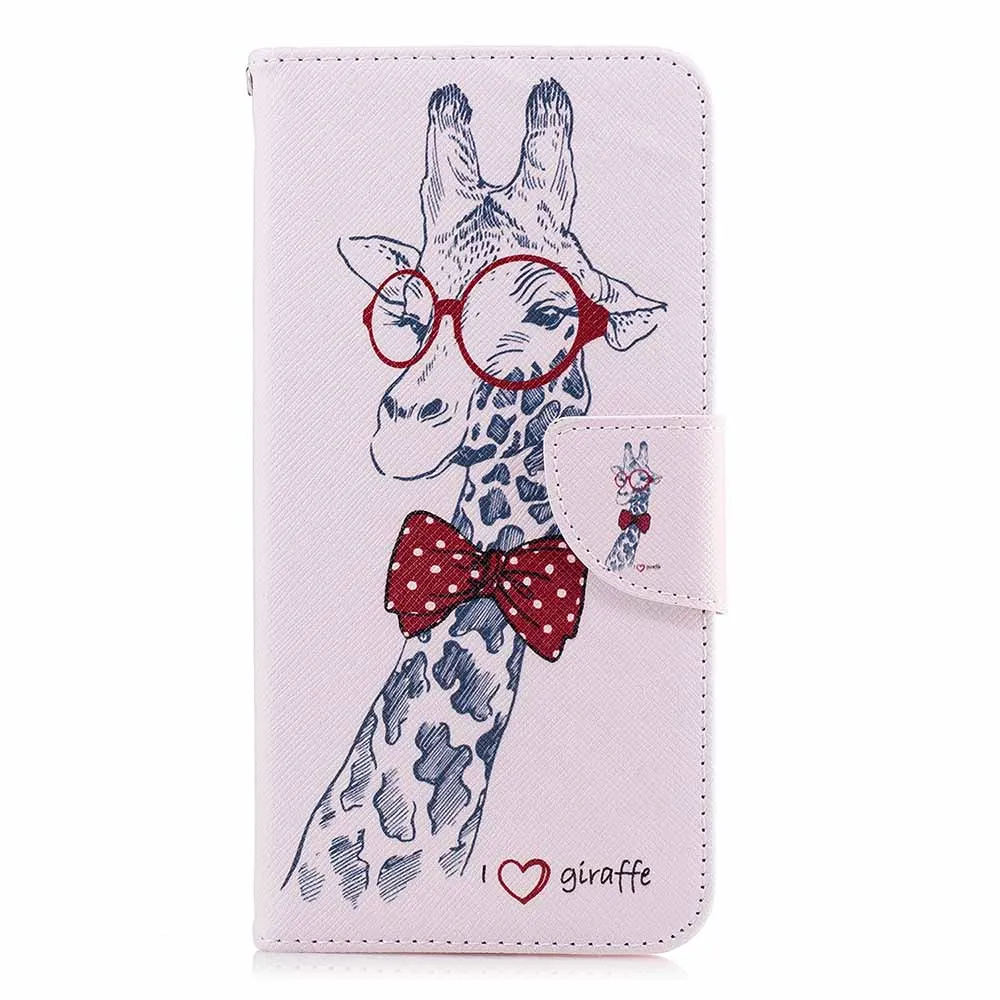 Giraffe Кожаный чехол-книжка с бабочкой для huawei Y5 Lite Y5 II 2 Y7 Prime Honor 7S 8C 7A Y6 Pro P9 Lite Mini Cover - Цвет: Giraffe