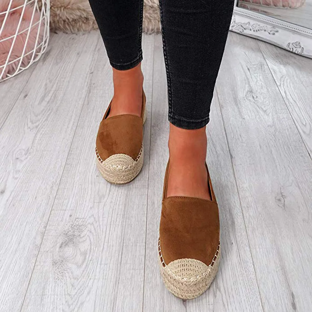 

Adisputent Fashion Women's Pure Color Flock Platform Slip On Round Toe Casual Flats Boat Shoes Ladies Lazy Loafers Shoes 2019