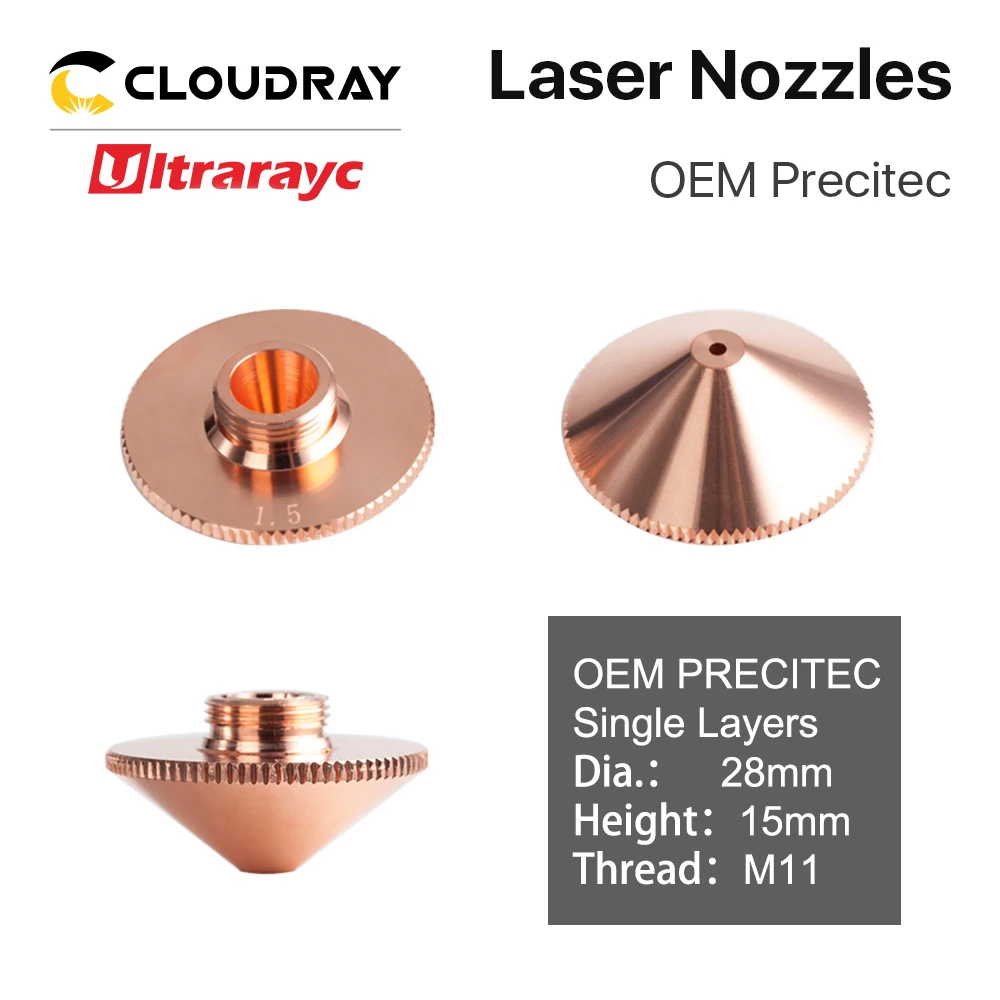 Ultrarayc Precitec WSX Cutting Head Laser Nozzle Single Double Chrome-plated Layers D28 Caliber 0.8-6.0mm Ultrarayc Precitec WSX Cutting Head Laser Nozzle Single Double Chrome-plated Layers D28 Caliber 0.8-6.0mm