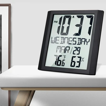 

Large Sn Wall Clock Home Temperature and Humidity Meter Alarm Clock Living Room Digital Electronic Clock