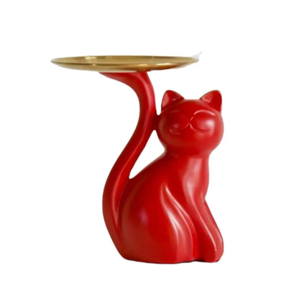 Red Инновационный поднос для кондитерских изделий Lucky Cat, для входа в комнату, для хранения ключей, винный шкаф, украшение, украшение для торта, закуски, десерта, косметические поддоны - Цвет: Red