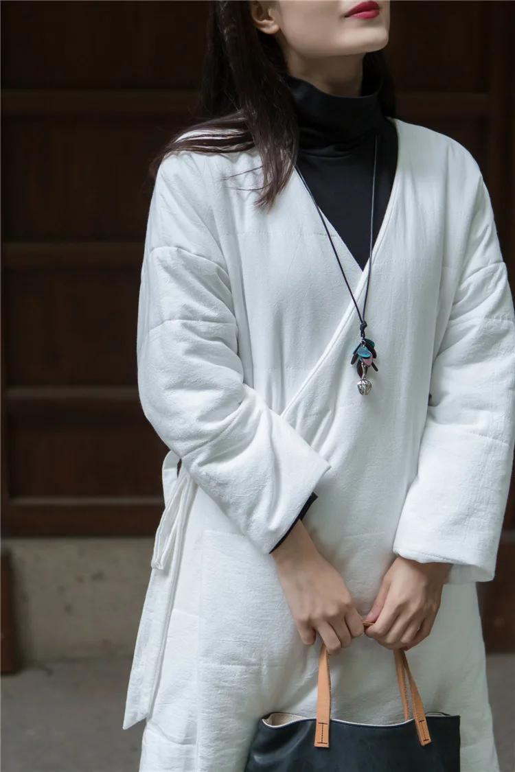 

18 New Small Warm Literature And Art Retro with Drawstring Zen Cotton-padded Clothes Cotton Wadded Robe 4-Color