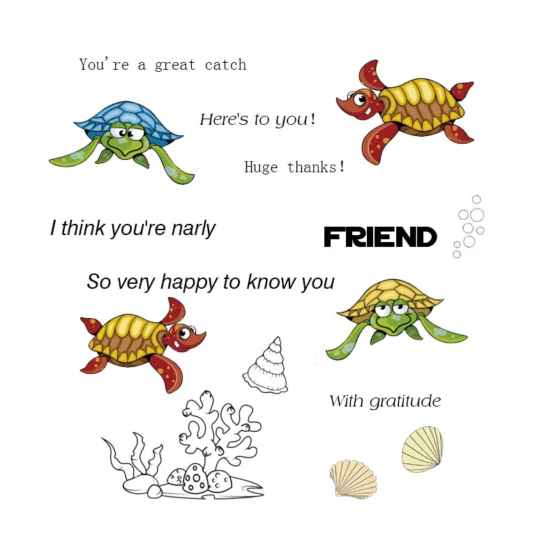 

Lively Sea turtle Shell Clear Stamp/Seal for DIY Scrapbooking/photo Album Decorative Clear Stamp Sheets 13*13cm
