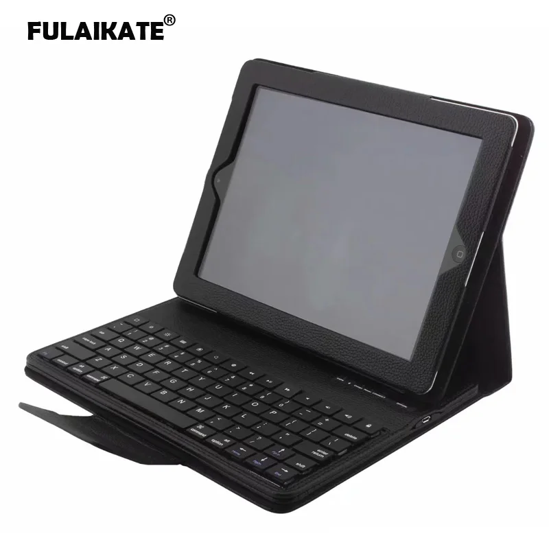 

FULAIKATE Wireless Keyboard for iPad 2 3 4 9.7 Litchi Stand Flip Case Removeable Business Back Cover Wireless Keyboard for iPad4