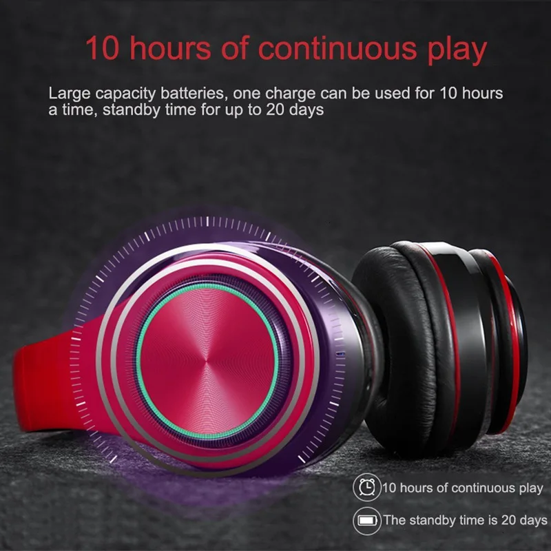 Wireless Headphones Bluetooth Headphone 7 Colors Glowing LED Headset With MIC Support TF Card For Phone PC MP3 Player