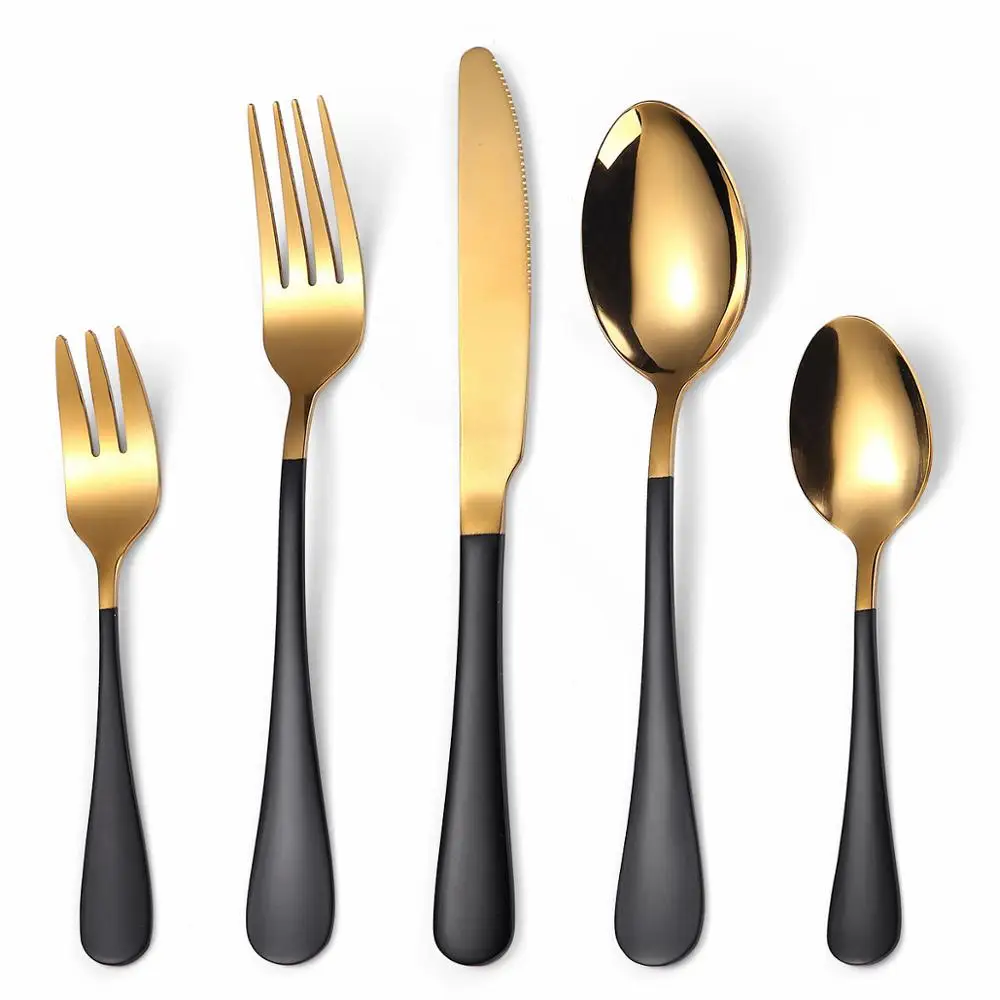 

Kitchen Tableware Stainless Steel Tableware Sets Cutlery Forks Rose Gold Dinnerware Set Fork Spoons Knives Set Eco Friendly 5pcs