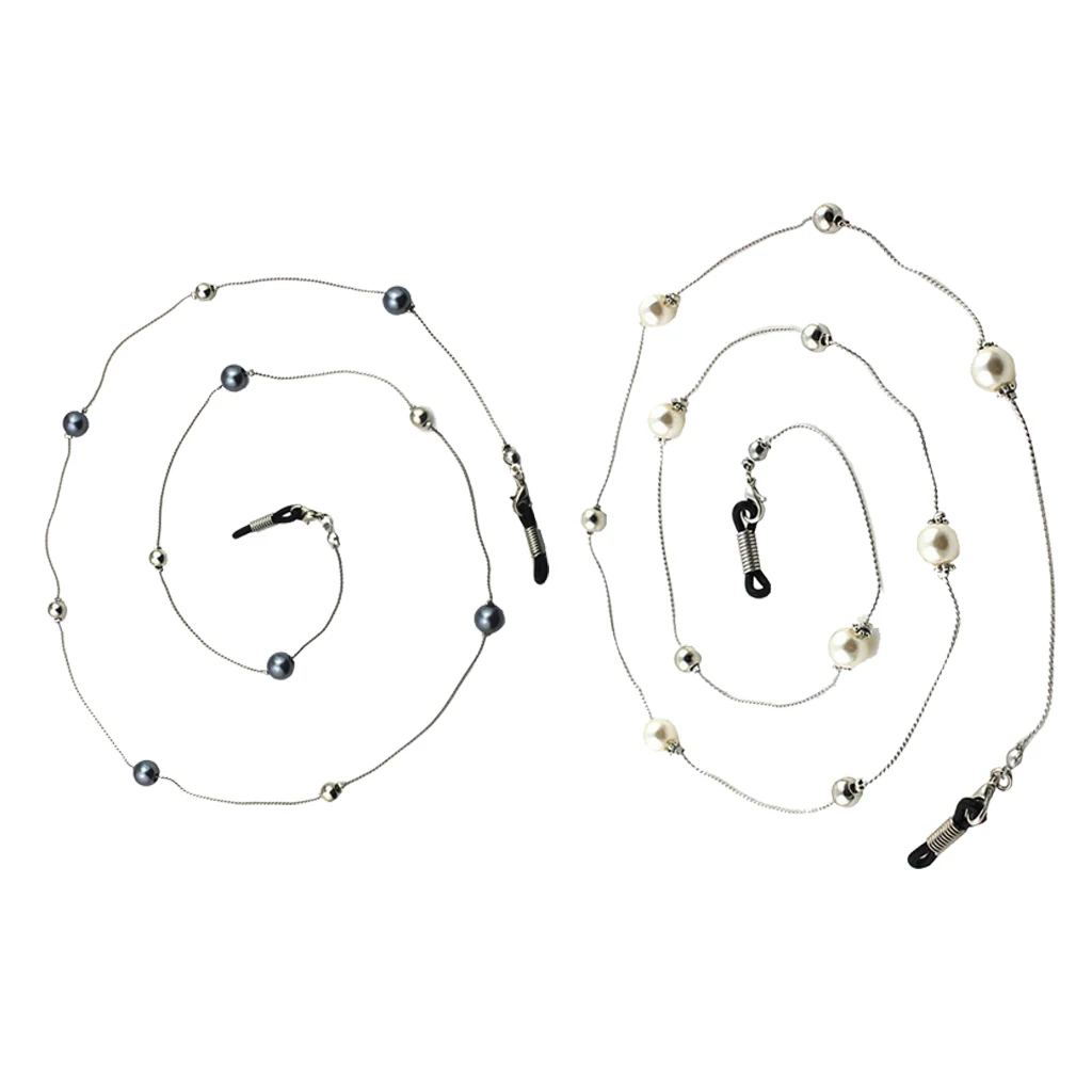2pcs Pearl Beads Sunglass Eyewear Neck Strap for Eye Glass Sun Glasses Cord