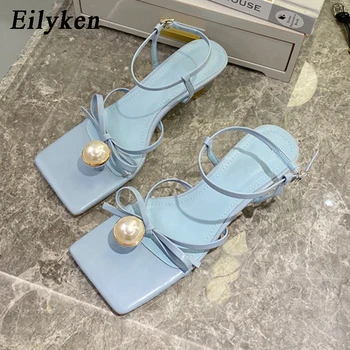 

Eilyken Summer Sandals Women Open Toe Ankle Buckle Strap Stiletto Heels Fashion Elegant Butterfly-Knot Ladies Dress Shoes
