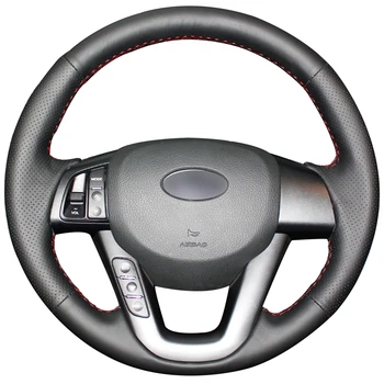 

Hand Sew Black Artificial Leather Car Steering Wheel Cover for Kia K5 Optima 2011 2012 2013