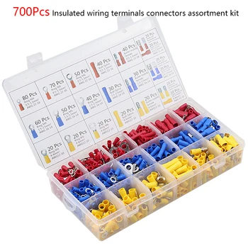 

700Pcs 2.8mm 4.8mm 6.3mm Insulated Seal Spade Wire Connector Female Crimping Terminals Electrical Crimp Terminal Set 27 types