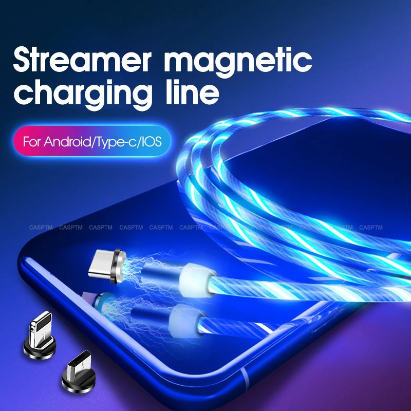 Яркий светодиодный светильник кабель для зарядки мобильного телефона Micro usb type C светильник ing Зарядка для iPhone 11 для samsung магнитное зарядное устройство