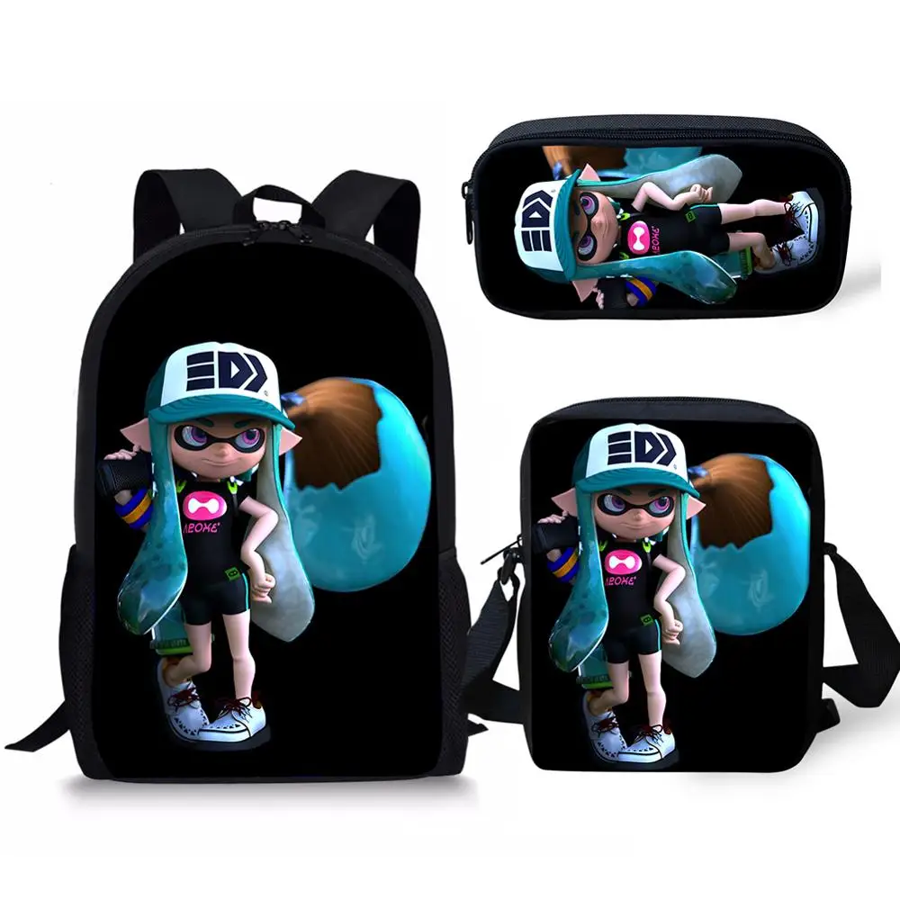 CDGX1157CEK Игра Splatoon 2 студента Школьный рюкзак, набор/комплект из 3 предметов для мальчиков и девочек с яркими рисунками из мультфильма про динозавров ортопедический рюкзак для малышей Детский блокнот портфель рюкзак - Цвет: CDGX1157CEK