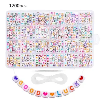 

1200PCS Acrylic Letter Beads White Square Cube Letter Beads Alphabet Beads A-Z Bracelet Necklace Beads Jewelry Making