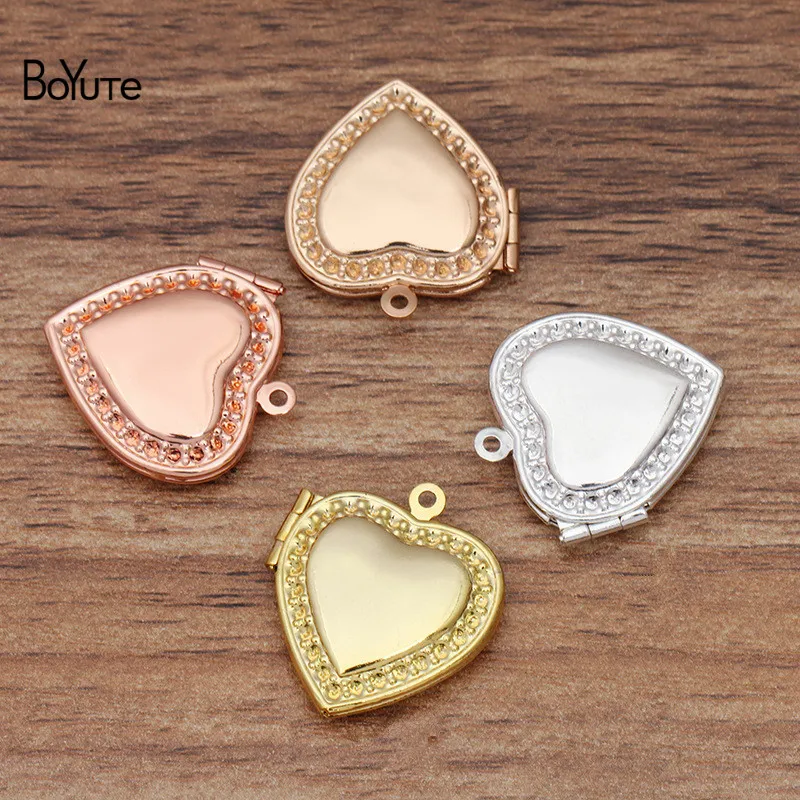 BoYuTe (10 Pieces/Lot) 20*4.5MM Metal Brass Heart Locket Pendant Charms Diy Hand Made Open Photo Jewelry Accessories | Украшения и