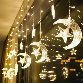 

1pc LED Christmas Star Moon String Lamp Room Decorative Lamp (White US Plug)