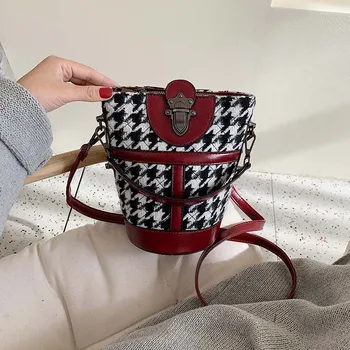 

Bags for women Women's bags Contrast small bag women's bag 2019 fashion simple bucket bag leisure Single Shoulder Messenger Bag