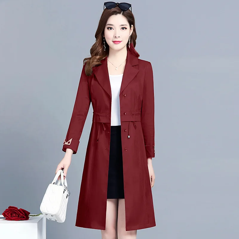 Тренч Для женщин осень стиль корейско-Стиль Slim Fit для похудения-Стиль однобортное пальто средней длины больших Размеры пальто модные детские носки