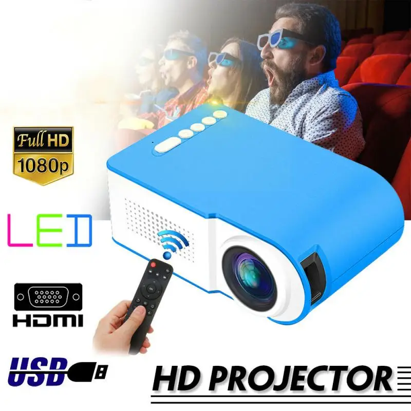 Mini 3D Household HD Projector LED Entertainment Portable 1080 High-definition Video Home Cinema Projects | Электроника