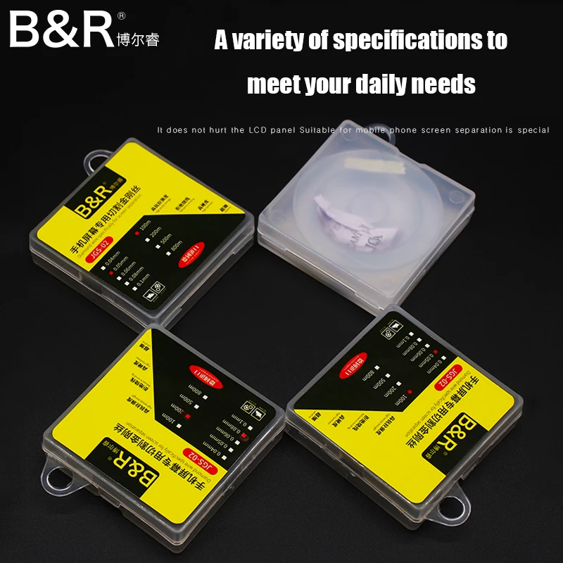 

B&R 0.04 0.05 0.06 0.08 0.1MM 100M Cutting Line LCD Screen Separation Diamond Wire Mobile Phone Repair Tools With Storage Box