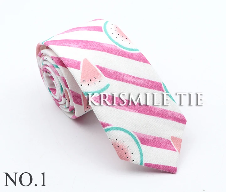 Neue männer Cartoon Print Krawatte Für Männer Frauen Dünne Bunte Baumwolle Krawatte Ente Bär Banane Früchte 6CM Schmale lustige Cravate Geschenk – Detail 4