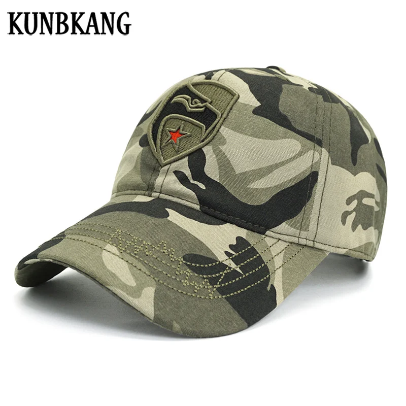 KUNBKANG 3D вышивка Орел мужская бейсбольная Кепка камуфляж тактическая армейская Кепка шляпа папы костяная Мужская Snapback летний Козырек Кепка водителя грузовика s