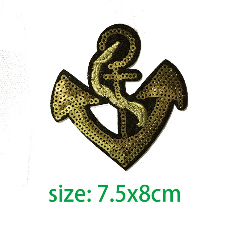 7.5x8cm 1pcs 1 шт., железные нашивки с якорем для одежды, вышитые аппликации, аксессуары для одежды DIY, тканевые нашивки - Цвет: 7.5x8cm 1pcs