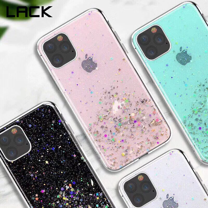 

LACK Glitter Bling Sequins Case For iphone 11 11Pro Max 8 7 Plus 6S X XS Max XR Shining Star Transparency Phone Case Soft Cover