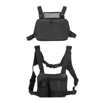 

NEW-1 Pcs Outdoor Vest Chest Rig Black Chest Front Pack Pouch Rig Carry & 1 Pcs Black Chest Rig Bags Waist Bag Hip Hop Streetwea