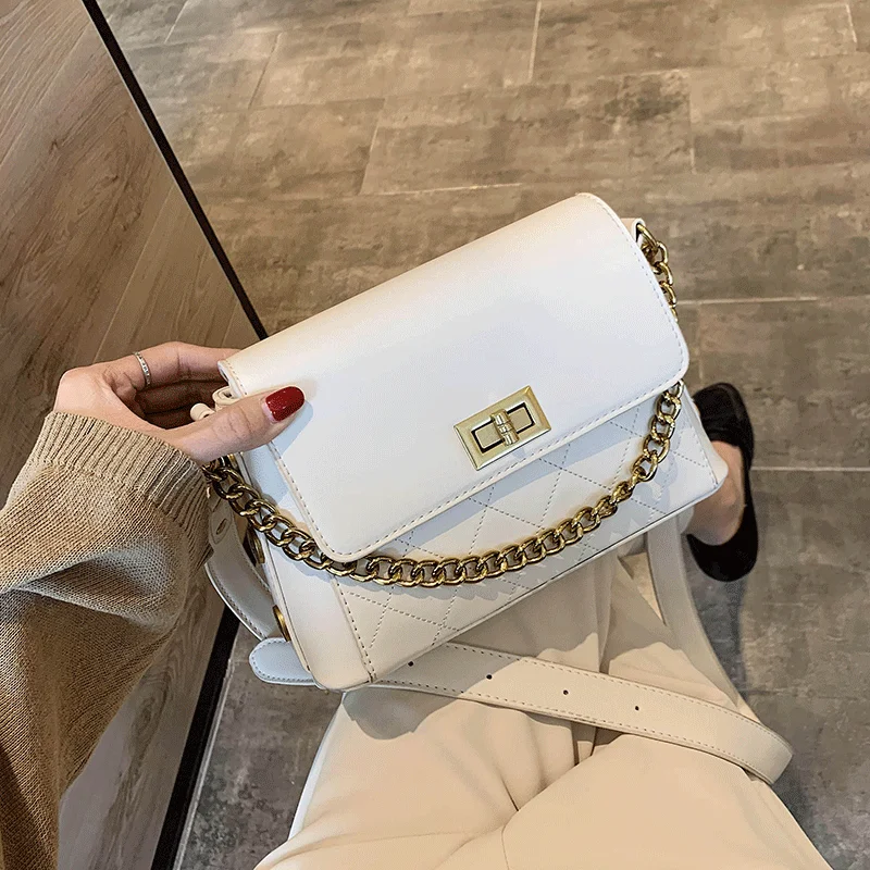 

British Fashion Simple Small Square Bag Women's Designer Handbag 2020 High-quality PU Leather Chain Mobile Phone Shoulder bags