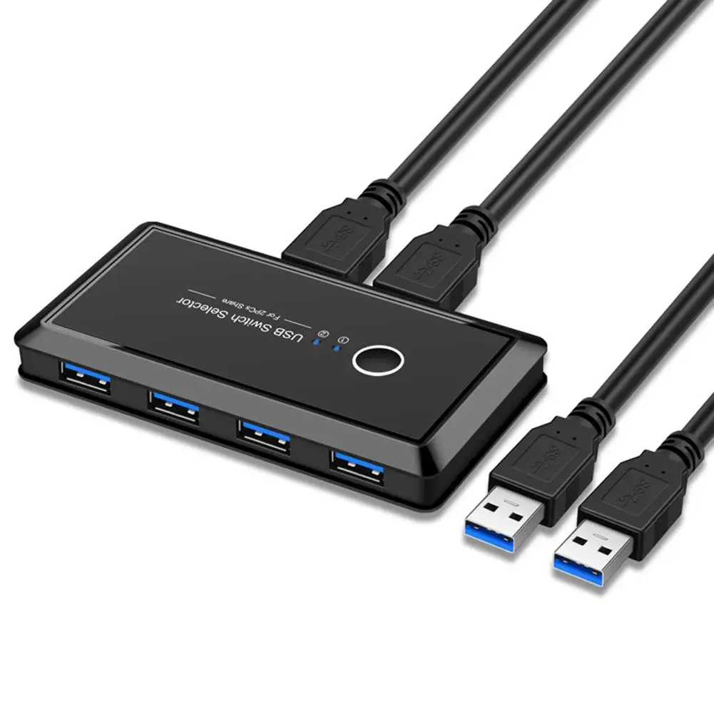 KVM-переключатель USB 3 0 2 порта 4 устройства для клавиатуры мыши принтера монитора