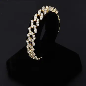 

7/8/9/10inch Miami New Lock Clasp 14mm Heavy Iced Out Cuban Chains Bracelet Cubic Zircon Link For Man Hip Hop Jewelry