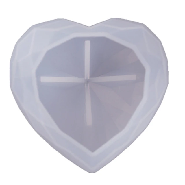 Faceted Heart Trinket Box Silicone Mold, Heart Dish Mold