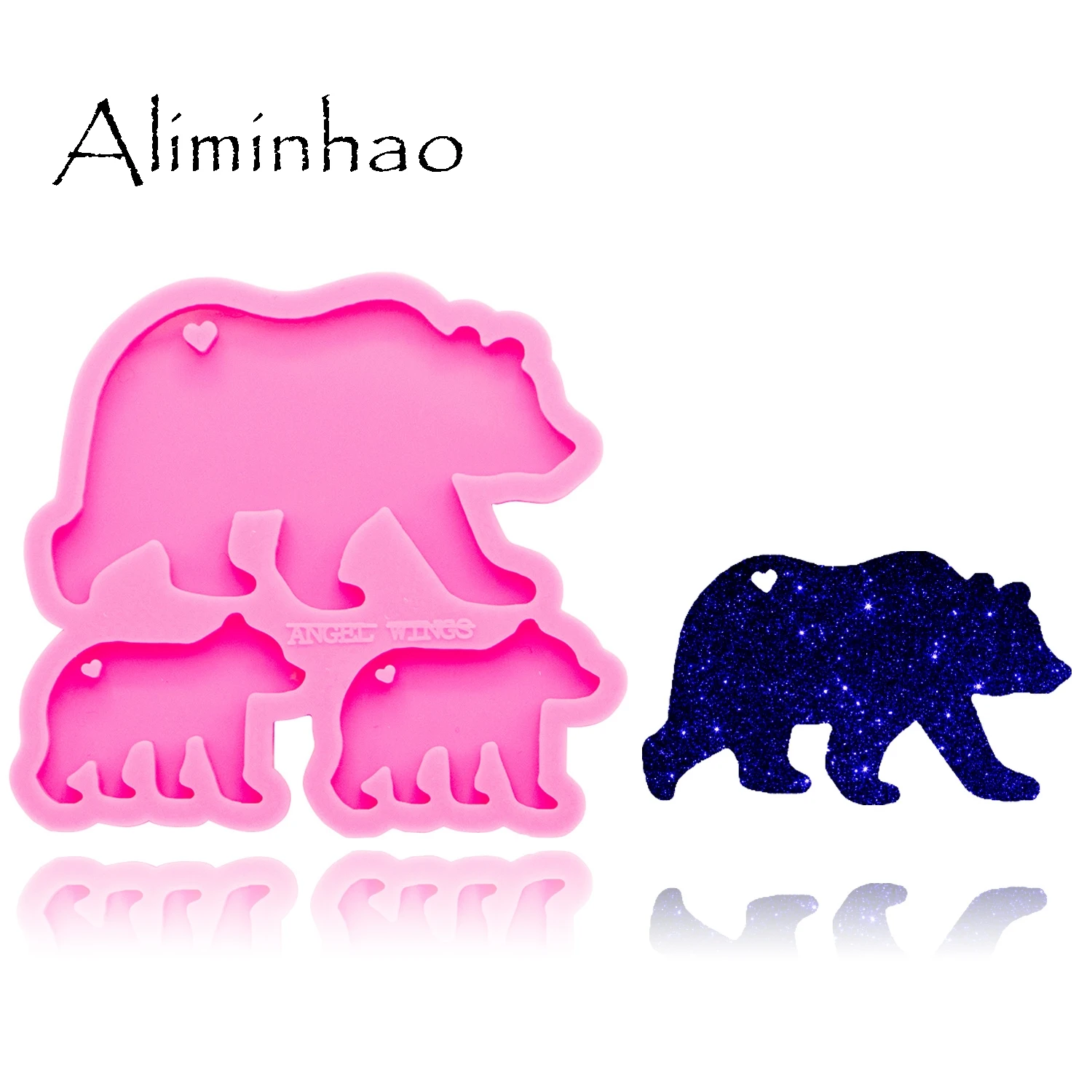 DY0274 Shiny Bear family mold Mother and baby Silicone Molds DIY epoxy keychains Mould custom keychain|Cakevormen|   - AliExpress