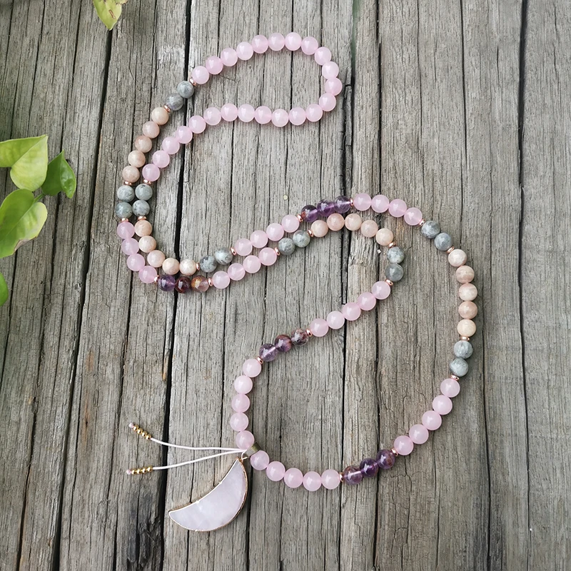 8mm Stone Beads,Labradorite,Quartz,Moon,JapaMala Sets,Spiritual Jewelry,Meditation,Inspirational,108 Mala Beads