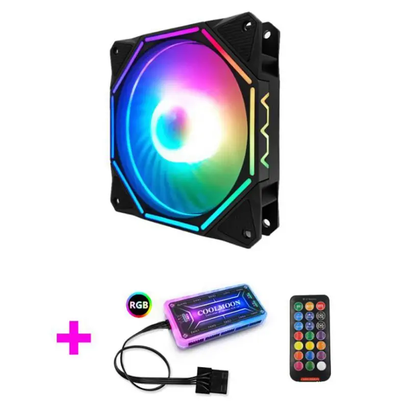 RGB компьютерный корпус вентилятора внутри и снаружи освещения компьютера хост охлаждения немой с контроллером волшебный цвет вентилятора