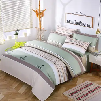 

1 Pc Duvet Cover+2pcs Pillowcases bedding set Cyan brown stripes Duvet Cover Quilt Cover 150x200cm/180x220cm/200x230cm/220x240cm