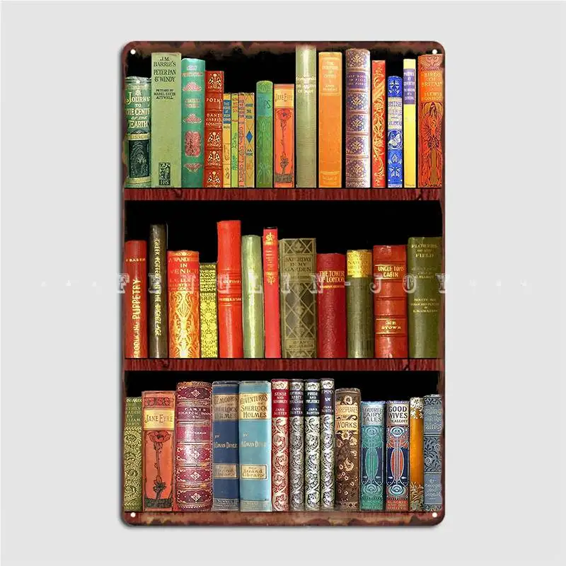 

Bookworm Antique Book Library Vintage Book Shelf Metal Sign Pub Club Bar Plaques Vintage Tin Sign Poster