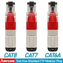 AMPCOM Cat8/CAT7/CAT6A RJ45 موصل RJ45 معدن أداة خالية من السهل إنهاء مقبس تركيبي 