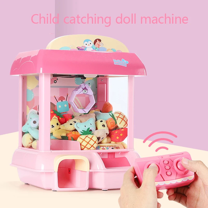 Kids Claw Machine Electronic Catch Doll DIY Doll Machine House Coin Operated Catcher Mini Vending Machine Gift For Children Toys