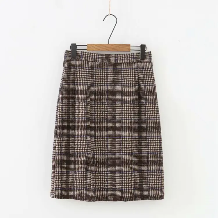 S41 осень и зима стиль большой размер платье плюс размер d для увеличения жира мм Свободная Повседневная клетчатая юбка 8052