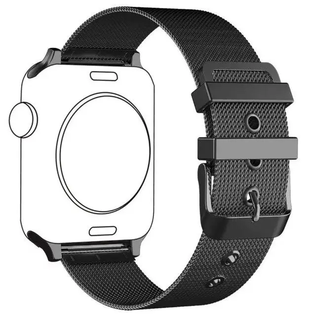 42 мм 38 мм Миланская Петля из нержавеющей стали для Apple Watch Band 5 4 40 мм 44 мм металлический сетчатый ремешок для iWatch 3 2 1 - Цвет ремешка: Black