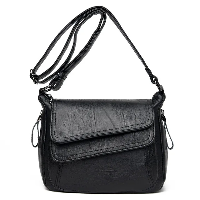 Женская белая сумка через плечо для женщин мягкие кожаные роскошные сумки женские сумки дизайнерские сумки - Цвет: Black